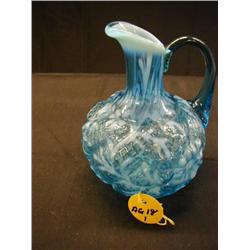 ART GLASS BLUE FRENCH LACE CRUET 5in EXCELLENT   