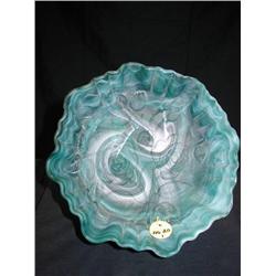 ART GLASS IMPERIAL ROSE 9 1/8in GREEN SATIN GLASS