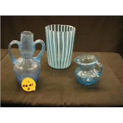 BLUE HND. BLWN. GLASS INCLUDES (1) DBL. HND. VESS