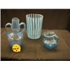 Image 1 : BLUE HND. BLWN. GLASS INCLUDES (1) DBL. HND. VESS