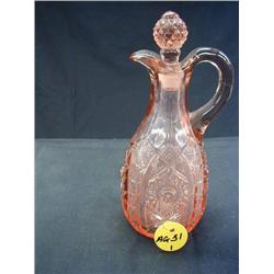 1910 CRANBERRY EAPG CRUET 7in W/ORIGINAL STOPPER 