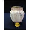 Image 1 : 1880 BISCUIT JAR 4 1/2inDIA. 6 3/8inT PINK and BL
