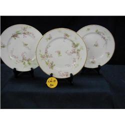 D and C LIMOGES (3) 8 1/8in PLATE PINK BELL FLORA