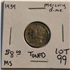 Image 1 : 1939 Silver Mercury Dime MS Toned High Grade Nice Early US Coin