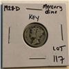 Image 1 : 1928 D Key Date Silver Mercury Dime Nice Early US Coin