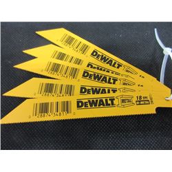 5 New DeWalt 6" Bi-Metal Recip/Sawzall Blades / DW4811