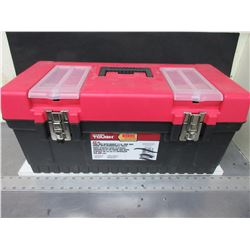 Hyper Tough 22" Toolbox with tray / top by handle has been repaired/glued