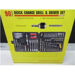 New 90 piece Quick Change Drill and Driver Set with case