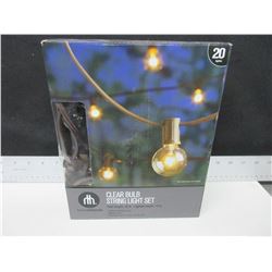 New Patio Clear Bulb String Light Set / 20ft - 20 bulbs / Tested Working