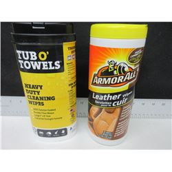 Armor All Leather Wipes and Tub o' Towels heavy duty cleaning wipes