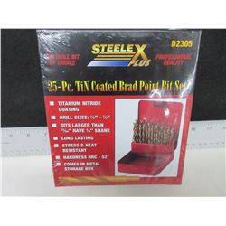 New 25 piece Brad Point Drill Bit Set in metal Index Case