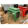 Image 2 : GREEN TRACTOR BISTRO TABLE & 2 SWIVEL STOOLS
