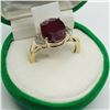 Image 5 : GOLD PLATED SIL RUBY DIAMOND RING SIZE 9