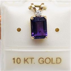 10K AMETHYST & DIAMOND PENDANT