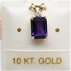 Image 1 : 10K AMETHYST & DIAMOND PENDANT