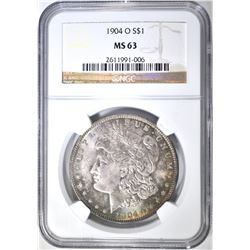 1904-O MORGAN DOLLAR, NGC MS-63 COLOR