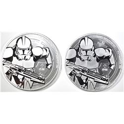 2-2019 NIUE 1oz SILVER CLONE TROOPER $2.00 COINS
