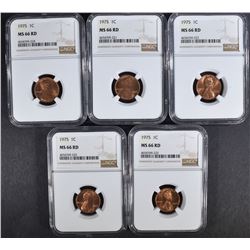5 - 1975 LINCOLN CENTS NGC MS66RD