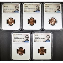 5-LG DATE BRONZE LINCOLN CENTS NGC MS-66 RD