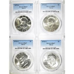 2-1972-S & 2-76-S SILVER IKE DOLLARS, PCGS  MS-67