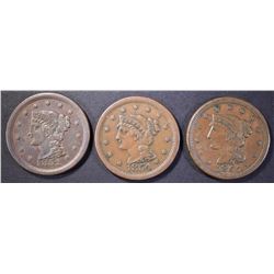 1852, 54 & 55 XF LARGE CENTS