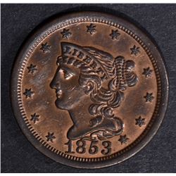 1853 HALF CENT, CH BU RB