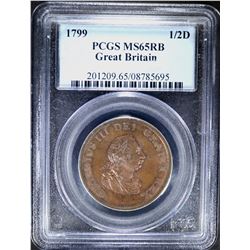 1799 1/2 D GREAT BRITAIN PCGS MS65RB