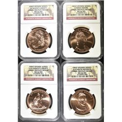 2008 FIRST SPOUSE BRONZE MEDAL SET, NGC MS-66 RED