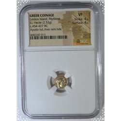 454-427 BC. GREEK COINAGE  LESBOS ISLAND, MYTILENE