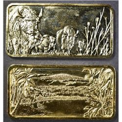 2-HAMILTON MINT GOLD PLATED 1oz SILVER BARS