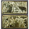 Image 1 : 2-HAMILTON MINT GOLD PLATED 1oz SILVER BARS