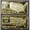 Image 2 : 2-HAMILTON MINT GOLD PLATED 1oz SILVER BARS