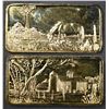 Image 1 : 2-HAMILTON MINT GOLD PLATED 1oz SILVER BARS
