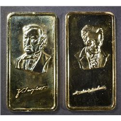 2-HAMILTON MINT GOLD PLATED 1oz SILVER BARS