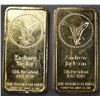 Image 2 : 2-HAMILTON MINT GOLD PLATED 1oz SILVER BARS