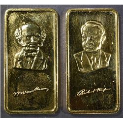 2-HAMILTON MINT GOLD PLATED 1oz SILVER BARS
