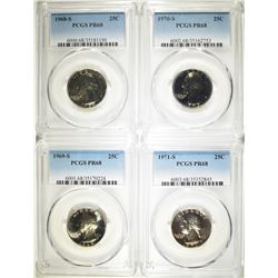 4 WASHINGTON QUARTERS PCGS PR-68