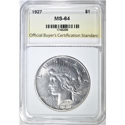 1927 PEACE DOLLAR OBCS CH/ GEM BU