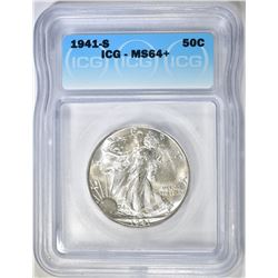 1941-S WALKING LIBERTY HALF DOLLAR  ICG MS-64+