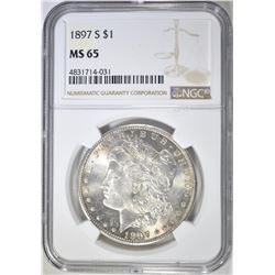 1897-S MORGAN DOLLAR  NGC MS-65