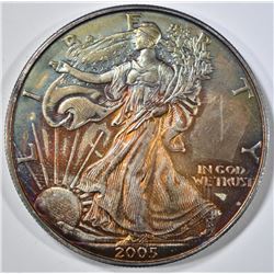 2005 AMERICAN SILVER EAGLE  RAINBOW COLOR