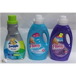 2 BOTTLES OF FLEECY AND ONE BOTTLE OF SNUGGLE