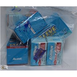BAG OF ASSORTED ALEVE AND ASPIRIN
