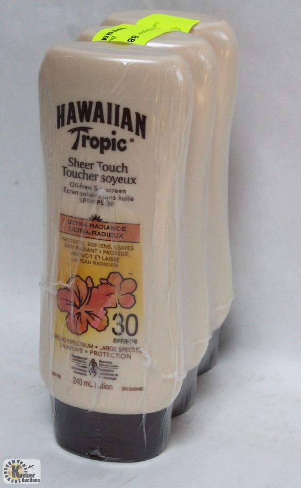 3 BOTTLES OF HAWAIIAN TROPIC SPF30 SUNSCREEN