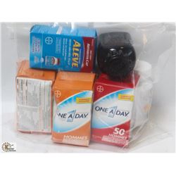 BAG OF ASSORTED VITAMINS & ALEVE