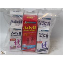 BAG OF ASSORTED ADVIL & TYLENOL LIQUID