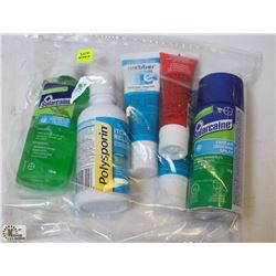 BAG OF ASSORTED FIRST AID OINTMENTS & SPRAYS