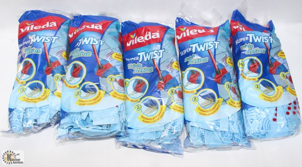 BAG OF 5 VILEDA SUPER TWIST MOP HEAD REFILLS