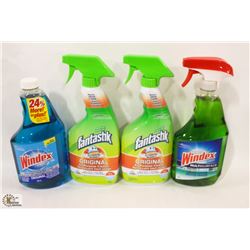 BAG OF ASSORTED CLEANING SPRAYS INCL WINDEX &