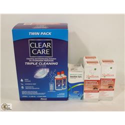 BAG OF ASSORTED EYE LUBRICANTS & CONTACT SOLUTION